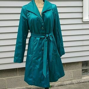 Teal trench coat